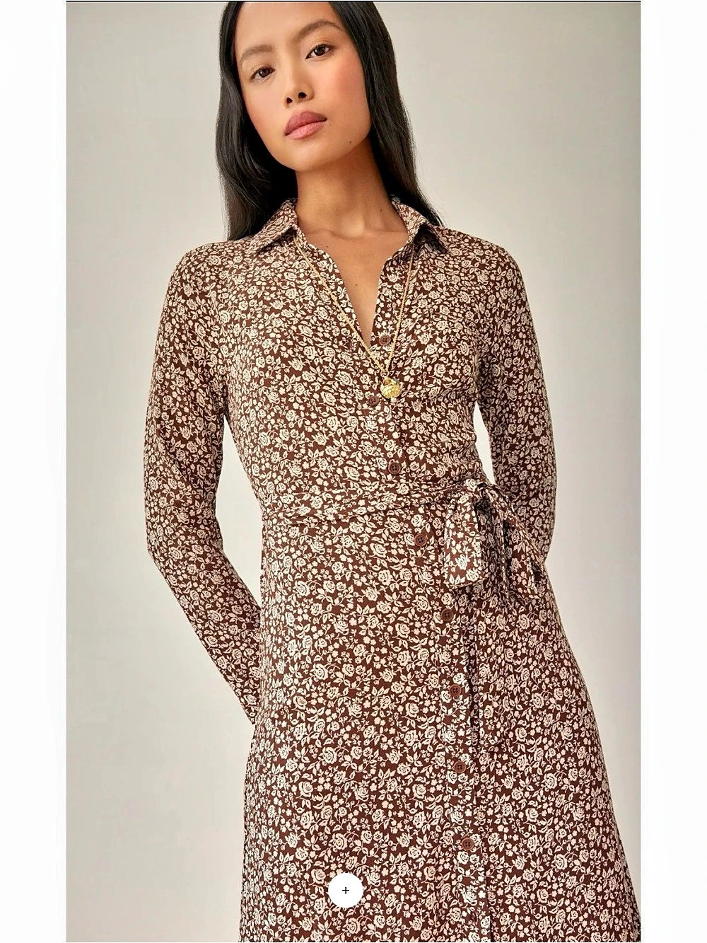 Reformation Brighton Floral Midi Dress in Brown & White Size Small - Picture 4 of 13